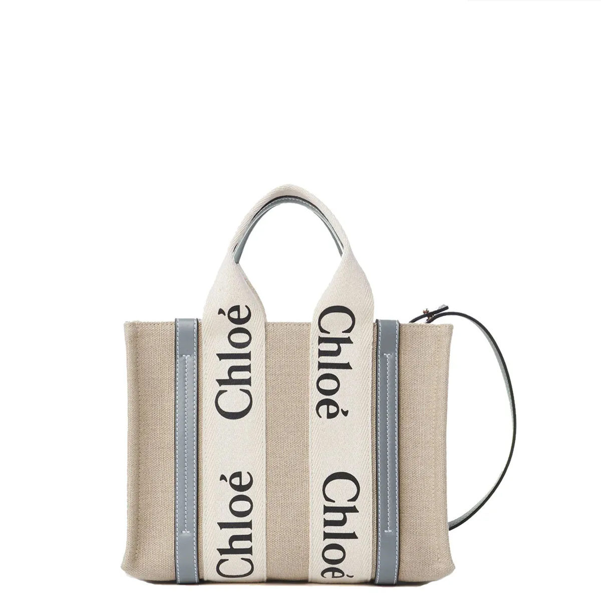 Chloé Bags Woody Tote Small Strap Linen, Grey