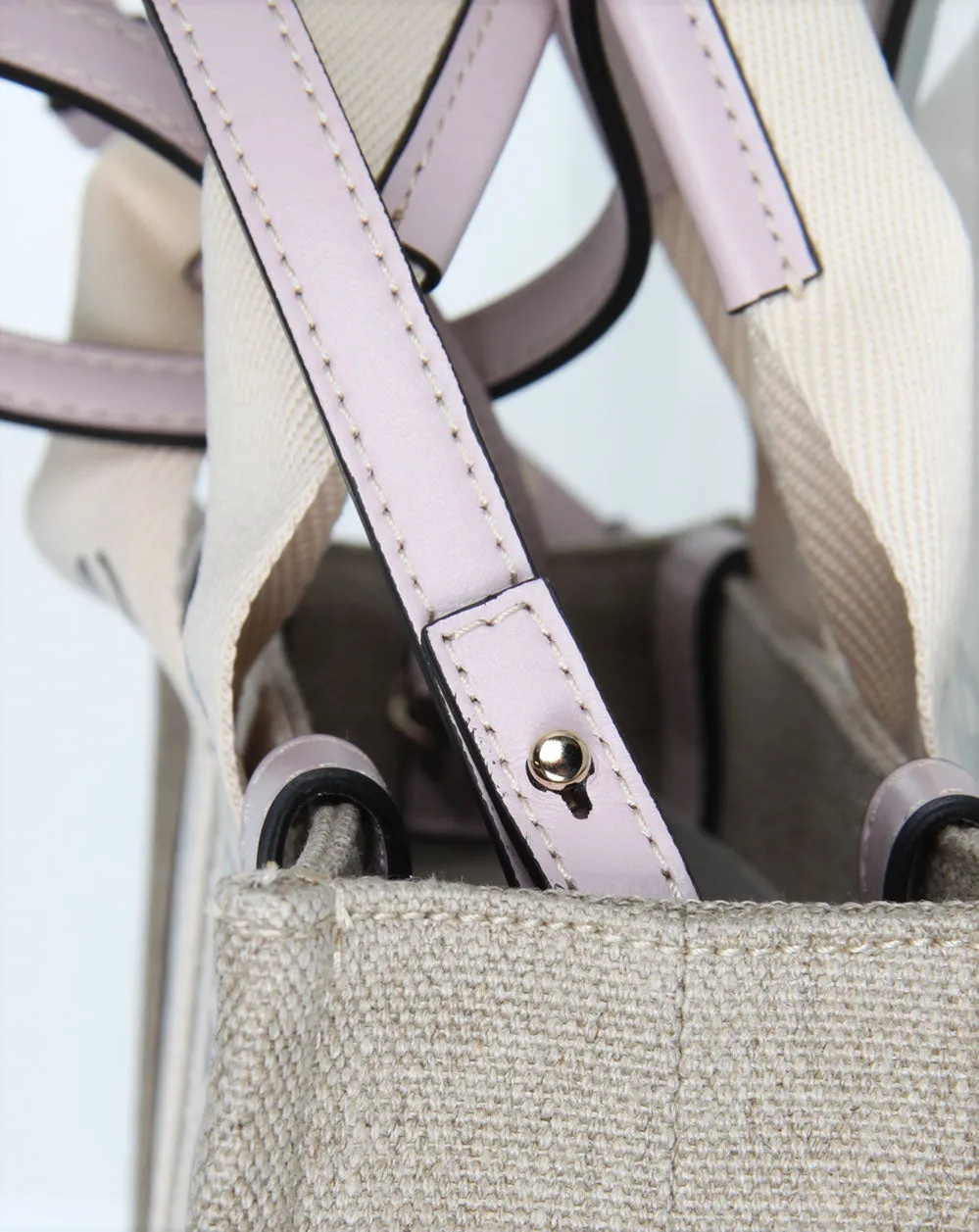 Chloé Bags Woody Tote Small Strap Linen, Lavender