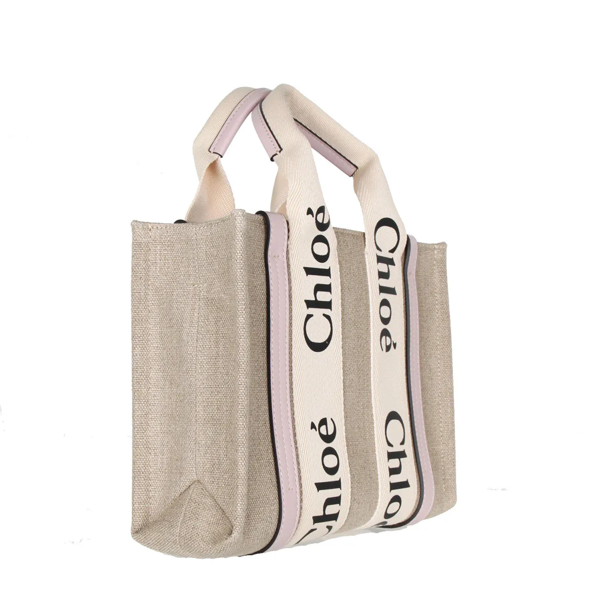 Chloé Bags Woody Tote Small Strap Linen, Lavender