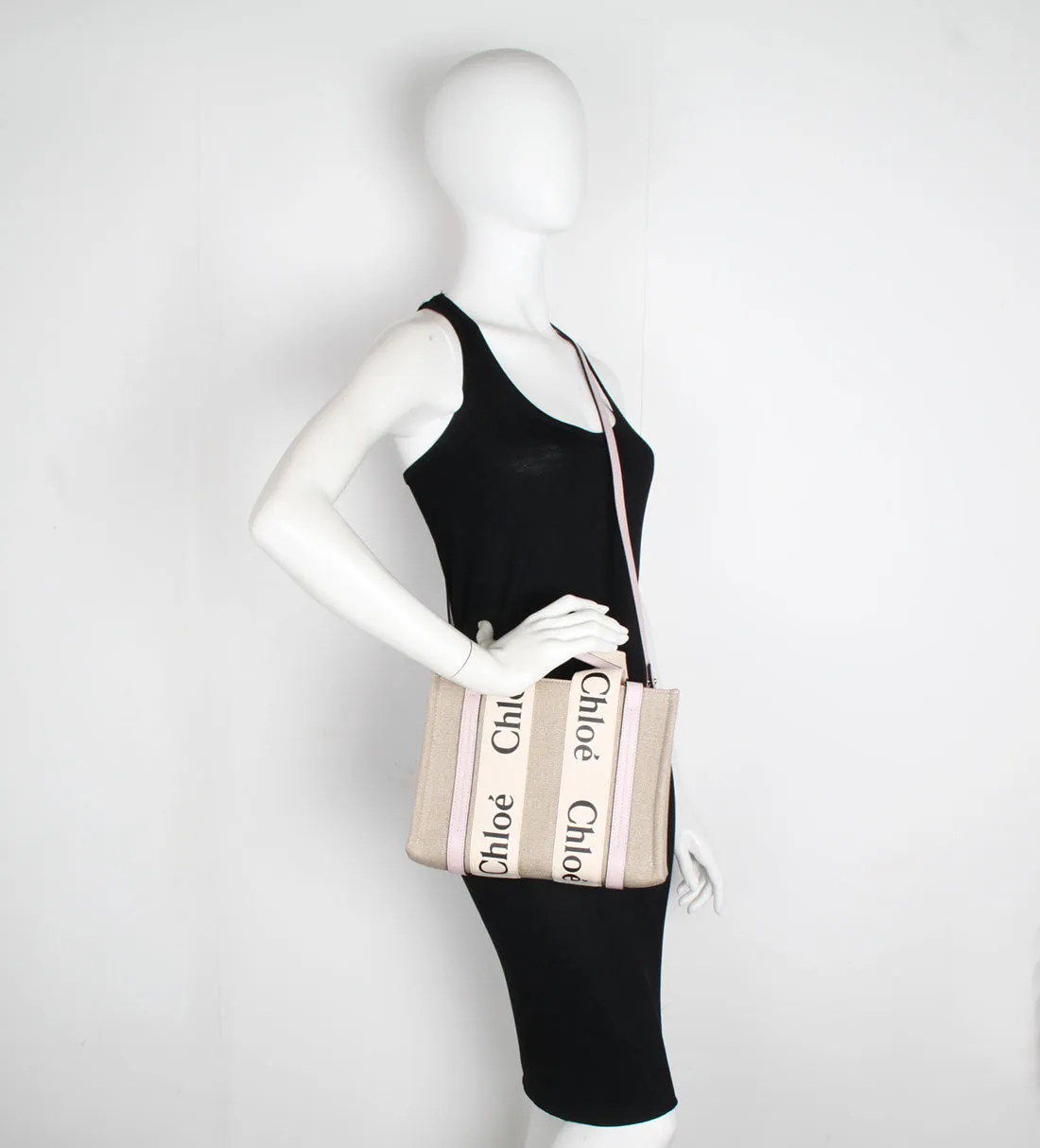 Chloé Bags Woody Tote Small Strap Linen, Lavender