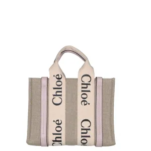 Chloé Bags Woody Tote Small Strap Linen, Lavender