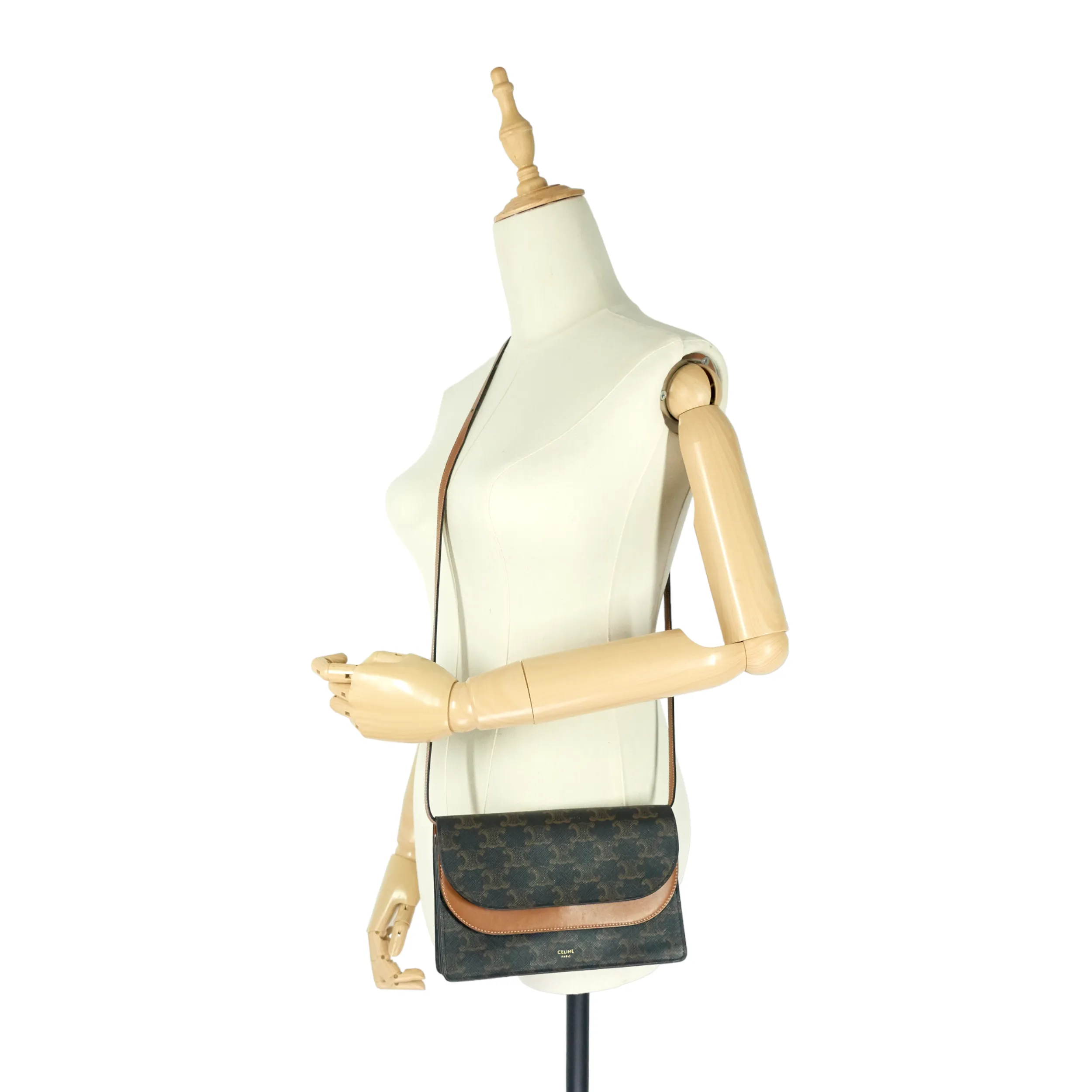 Céline Bags Wallet on Strap Leather and Canvas Bag