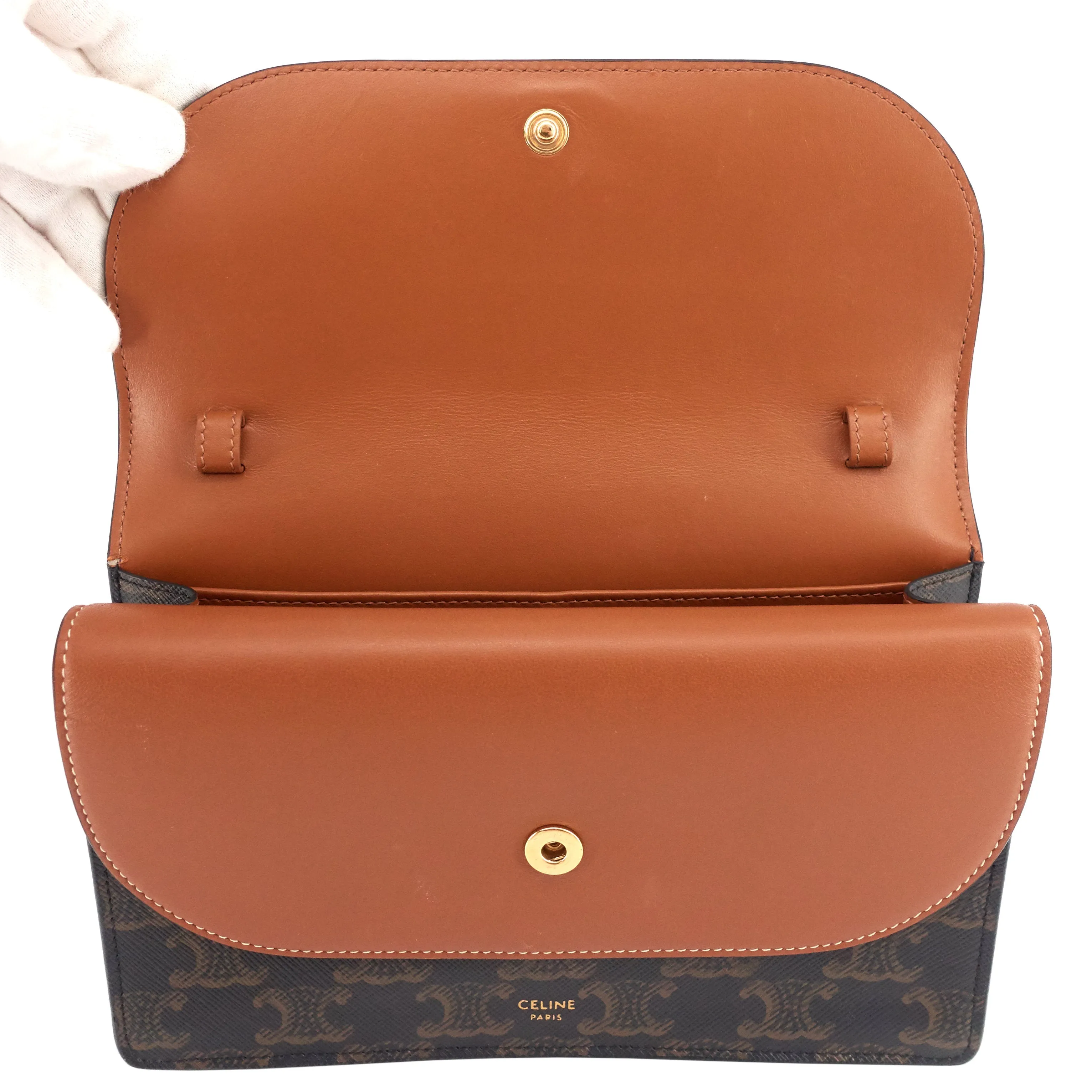 Céline Bags Wallet on Strap Leather and Canvas Bag