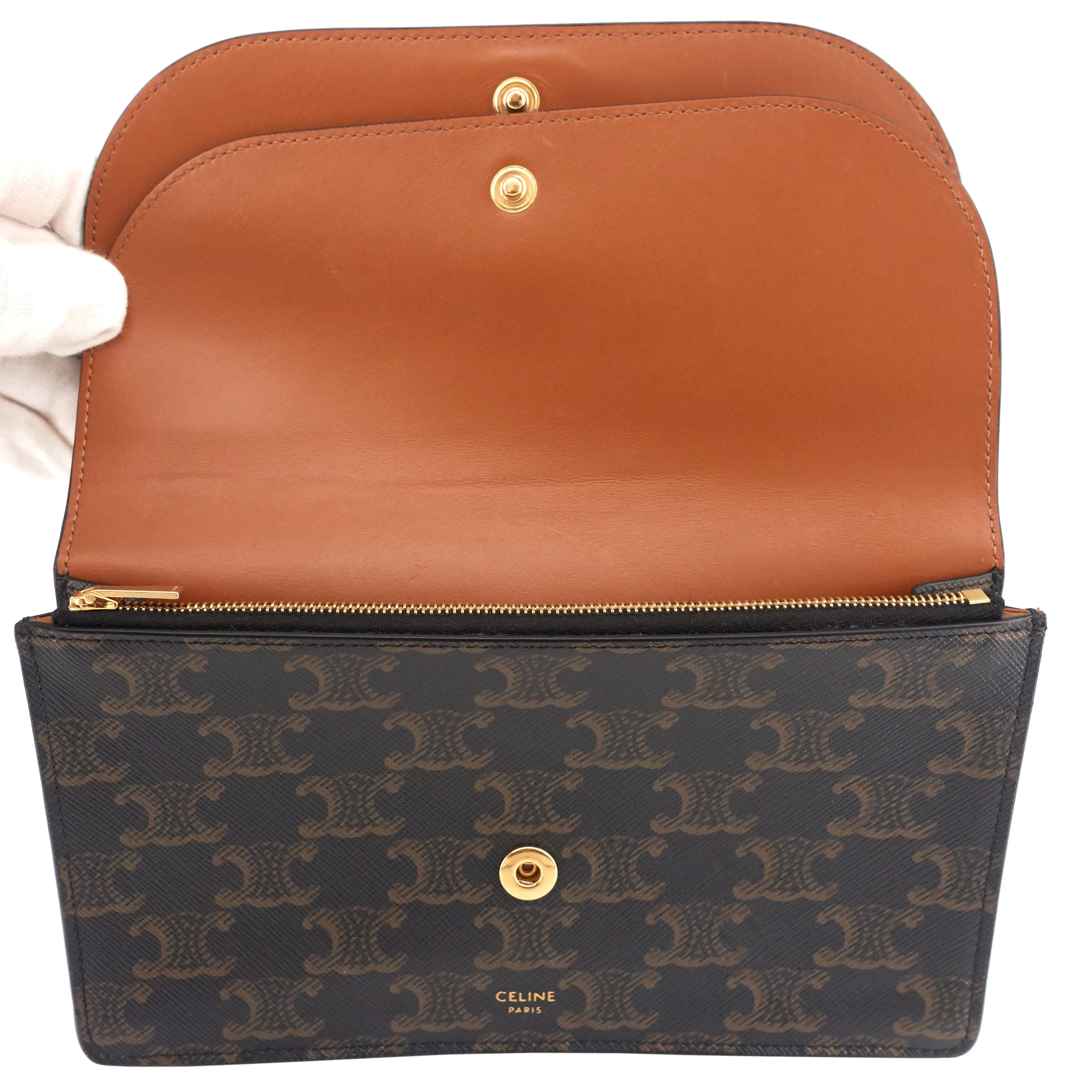 Céline Bags Wallet on Strap Leather and Canvas Bag