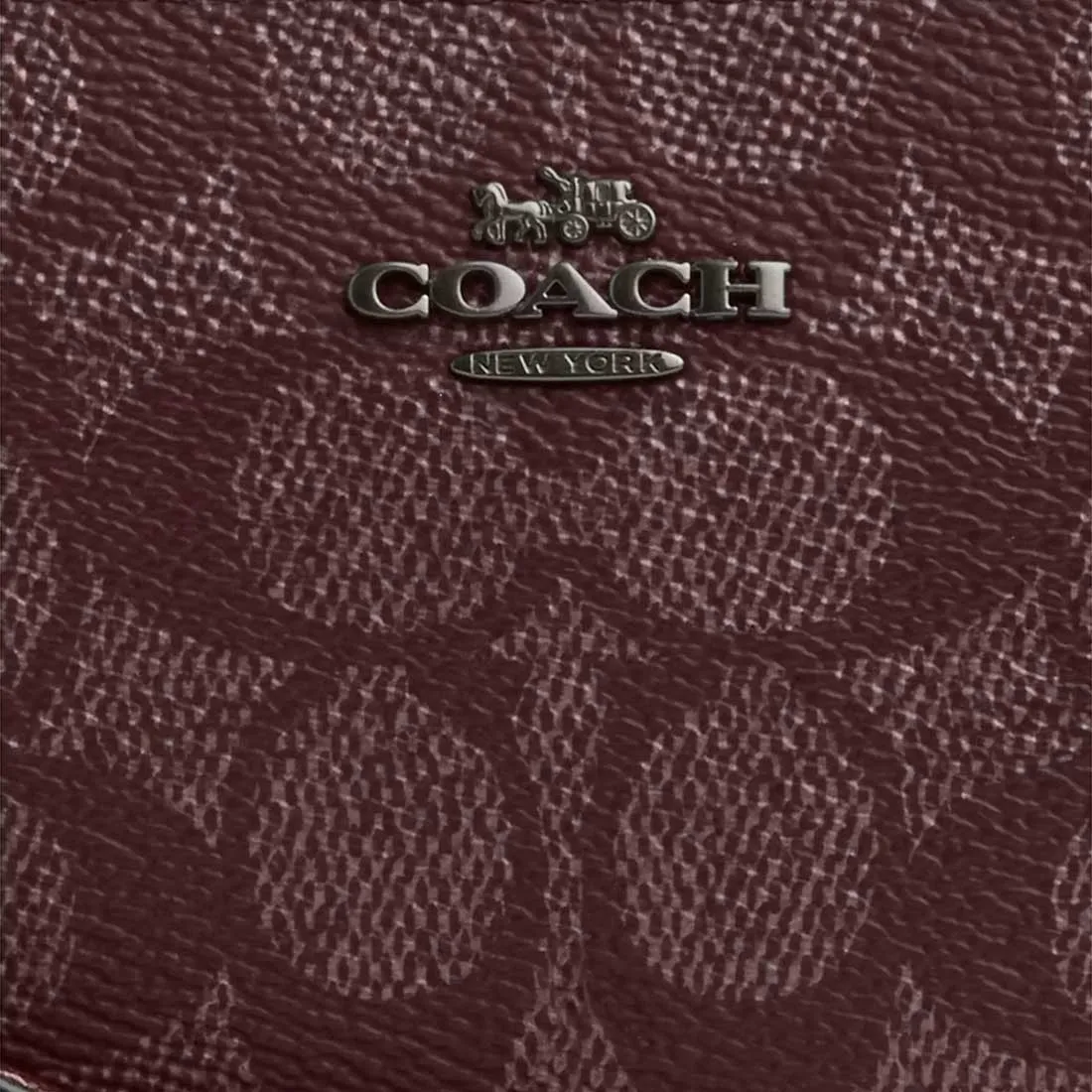 Coach Bags COACH Boxed Corner Zip Wristlet In Signature Canvas With Charms Wine Multi CW958