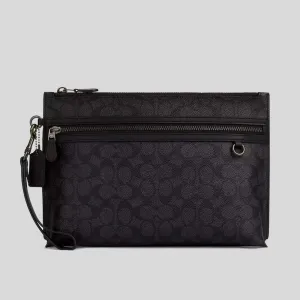 Coach Bags COACH Carry All Pouch In Signature Canvas Charcoal/Black CY985