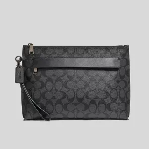 Coach Bags COACH Carryall Pouch In Signature Canvas Charcoal/Black 29508