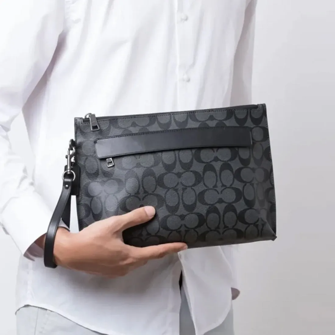 Coach Bags COACH Carryall Pouch In Signature Canvas Charcoal/Black 29508