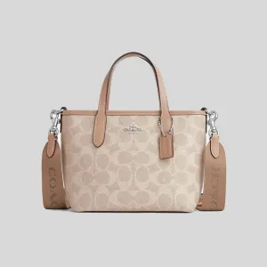 Coach Bags COACH City Mini Tote Bag In Signature Canvas Sand/Taupe CW032
