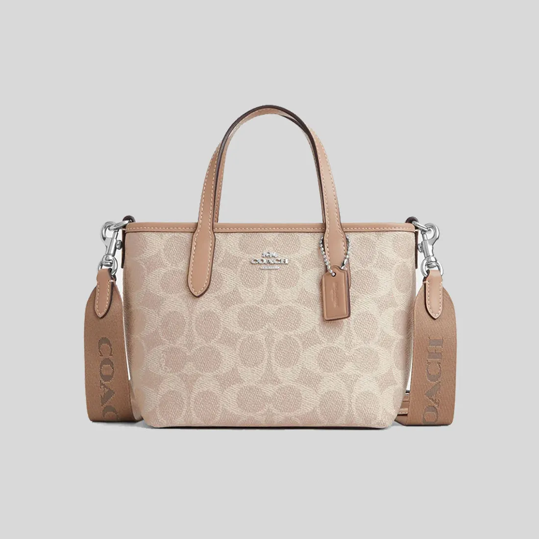 Coach Bags COACH City Mini Tote Bag In Signature Canvas Sand/Taupe CW032