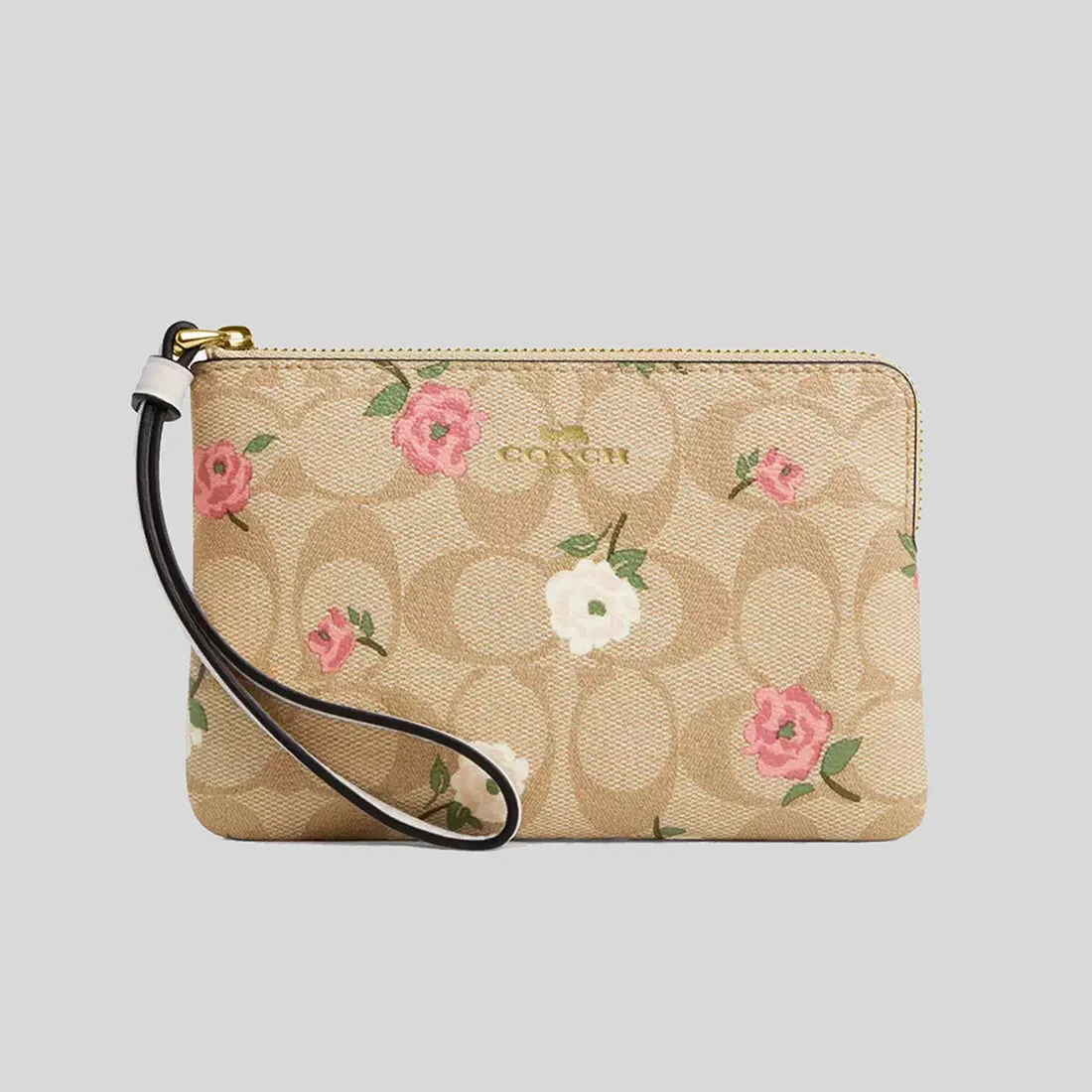 Coach Bags COACH Corner Zip Wristlet In Signature Canvas With Floral Print CR973