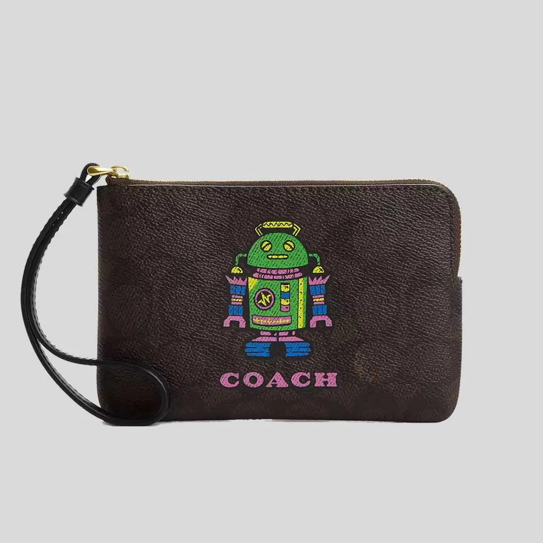 Coach Bags COACH Corner Zip Wristlet In Signature Canvas With Robot Print CW868