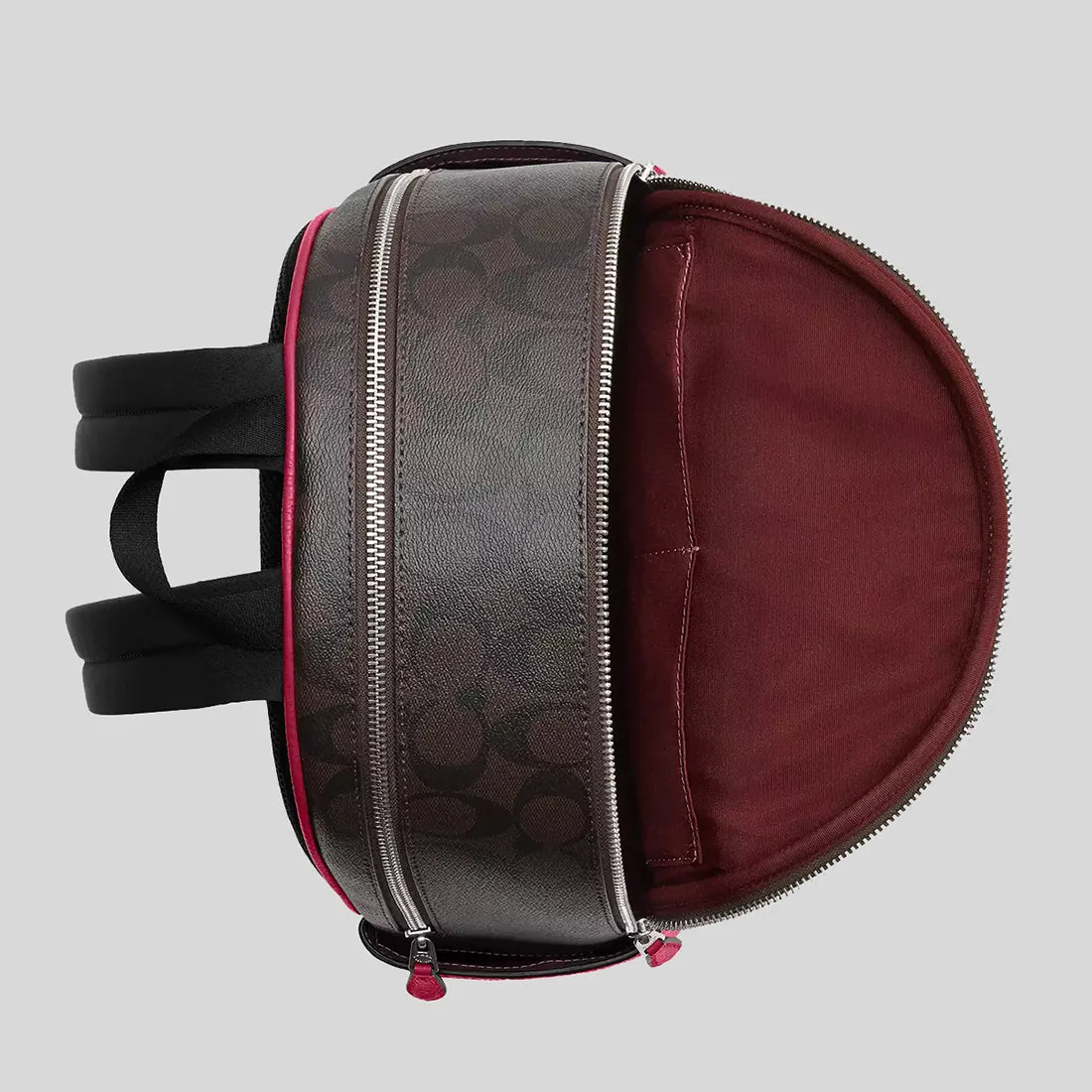 Coach Bags COACH Court Backpack In Signature Canvas Brown/Bright Violet 5671
