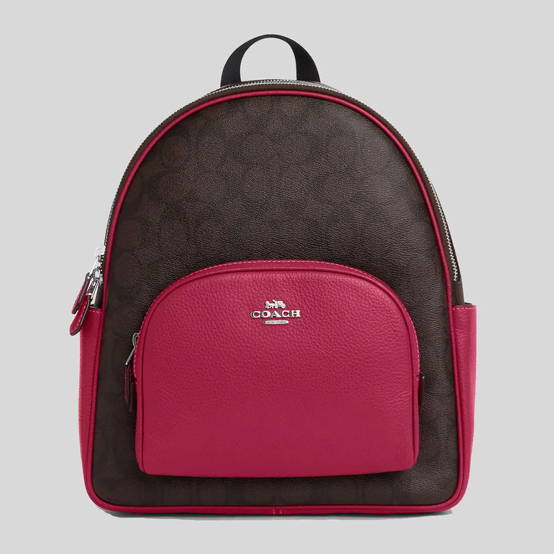 Coach Bags COACH Court Backpack In Signature Canvas Brown/Bright Violet 5671