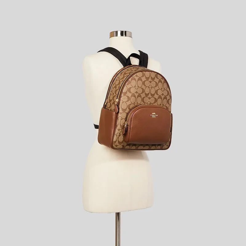 Coach Bags Coach Court Backpack In Signature Canvas Khaki Saddle 5671