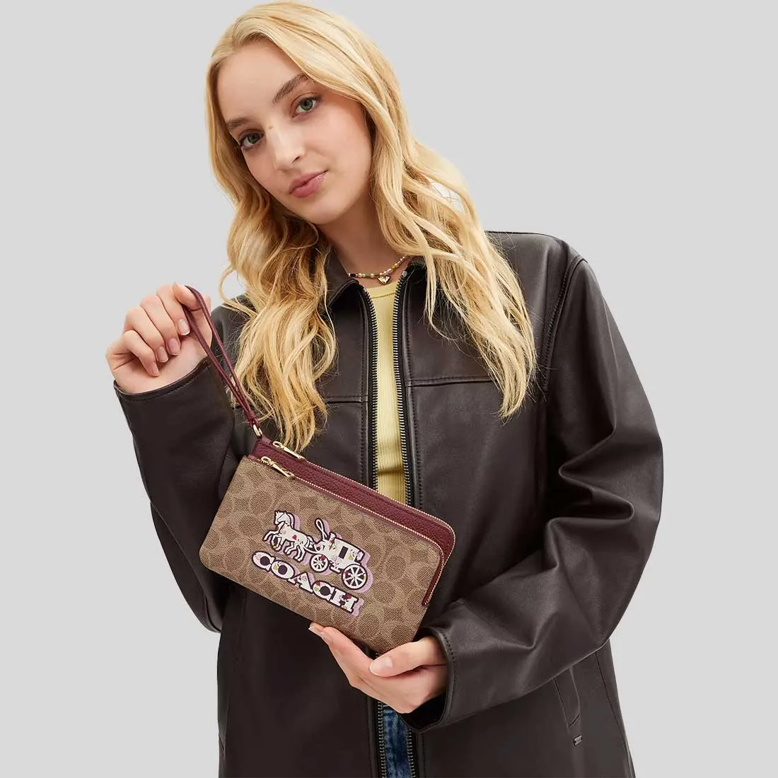 Coach Bags COACH Double Zip Wallet In Signature Canvas With Horse And Carriage Print CX590