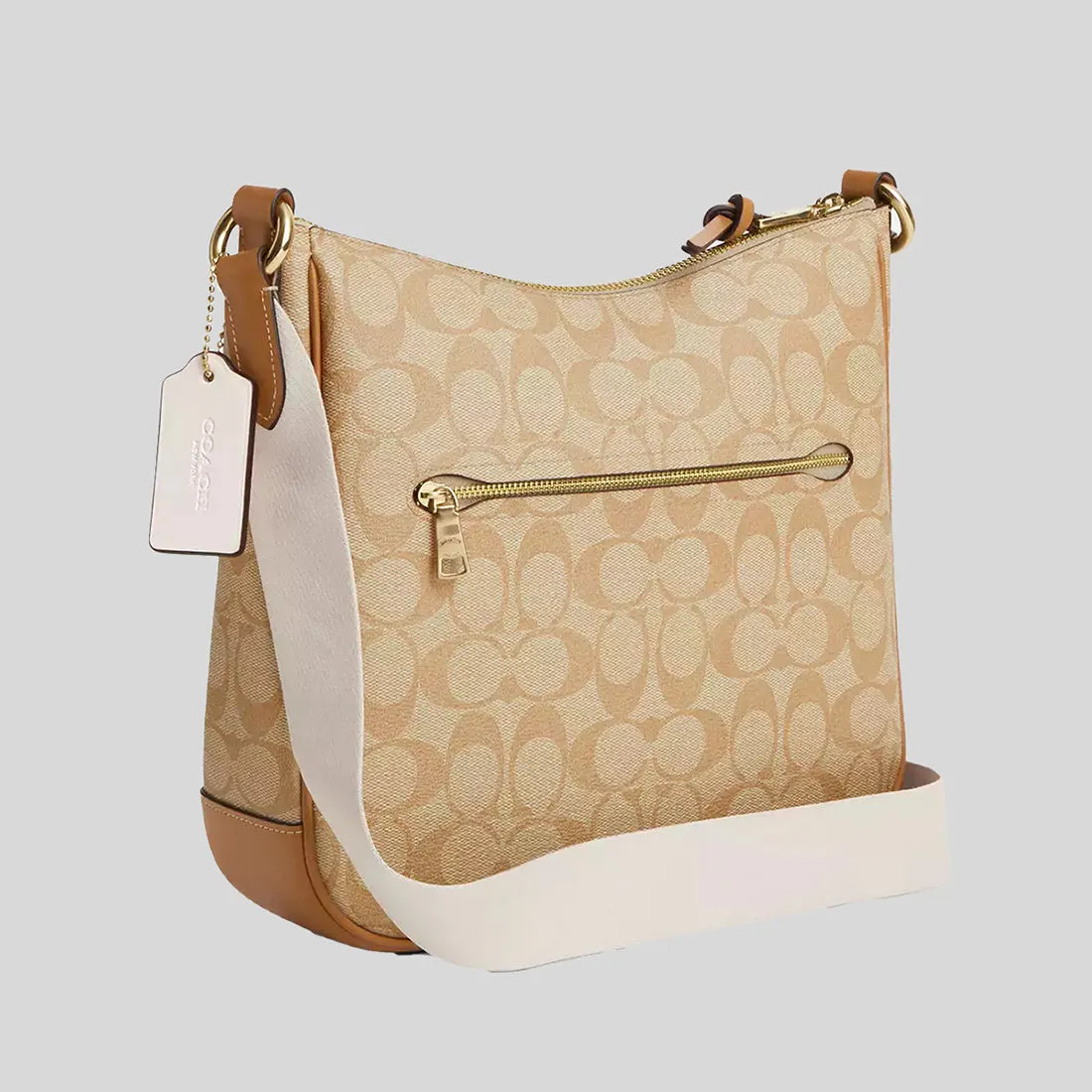 Coach Bags COACH Ellie File Bag In Signature Canvas With Stripe Light Khaki/Chalk CR124