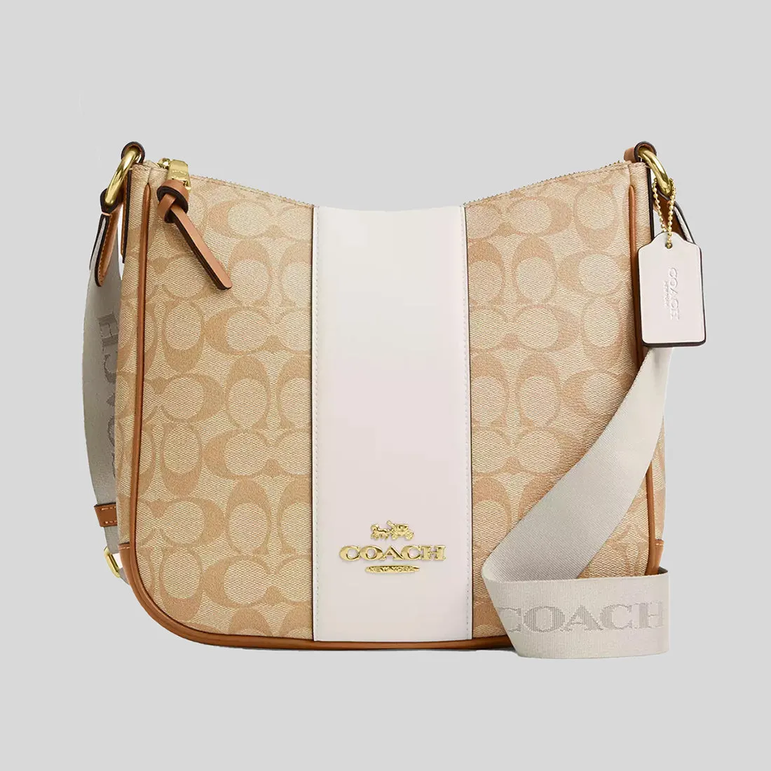Coach Bags COACH Ellie File Bag In Signature Canvas With Stripe Light Khaki/Chalk CR124