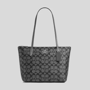 Coach Bags COACH Fiona Zip Tote Bag In Signature Canvas Gunmetal-Multi CW396