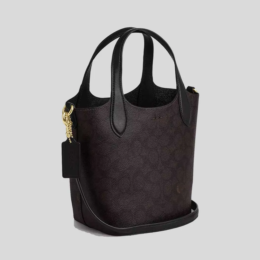 Coach Bags COACH Hanna Bucket Bag In Signature Canvas Walnut/Black CAF16