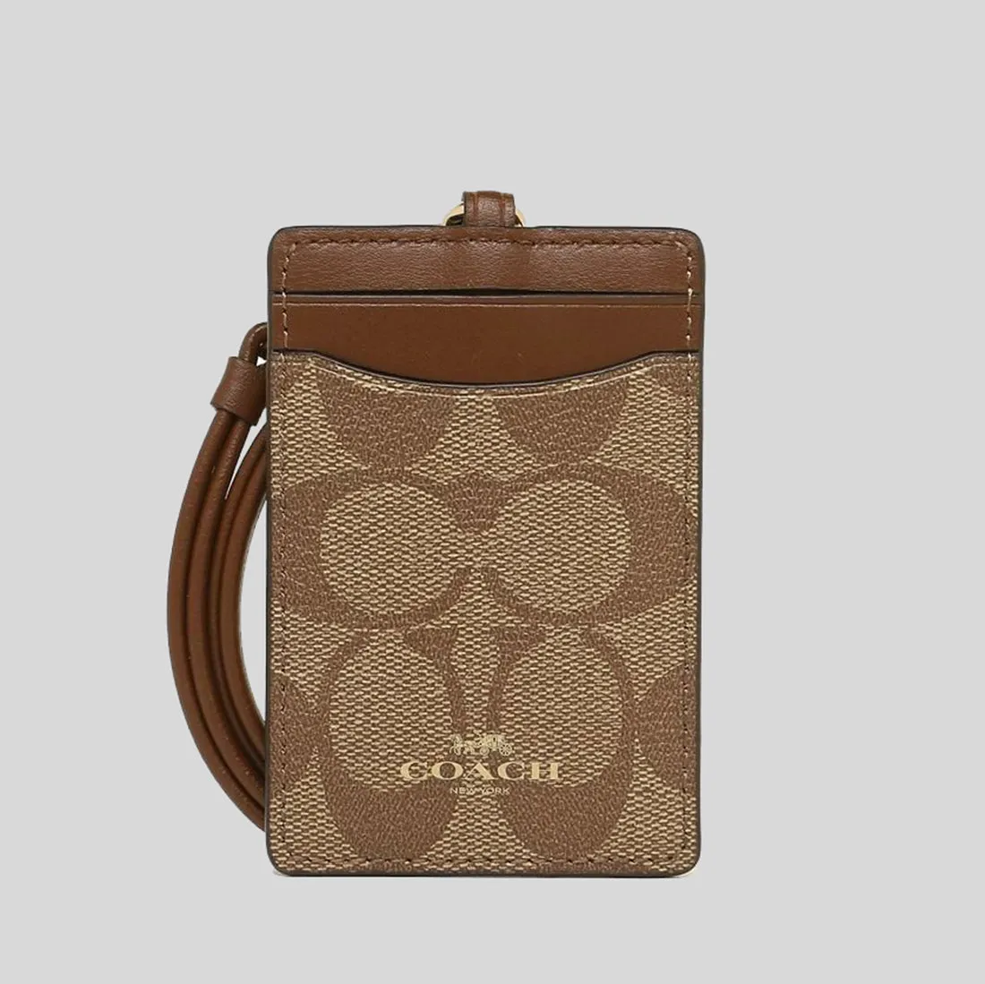 Coach Bags COACH ID Lanyard In Signature Canvas Khaki Saddle 63274