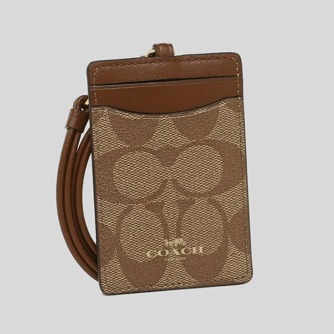 Coach Bags COACH ID Lanyard In Signature Canvas Khaki Saddle 63274
