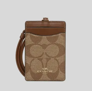 Coach Bags COACH ID Lanyard In Signature Canvas Khaki Saddle 63274