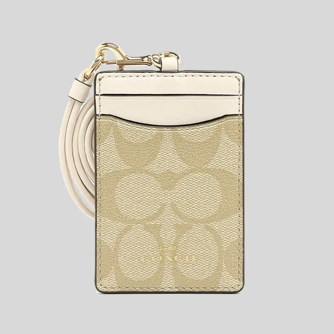 Coach Bags COACH ID Lanyard In Signature Canvas Light Khaki/Chalk 63274