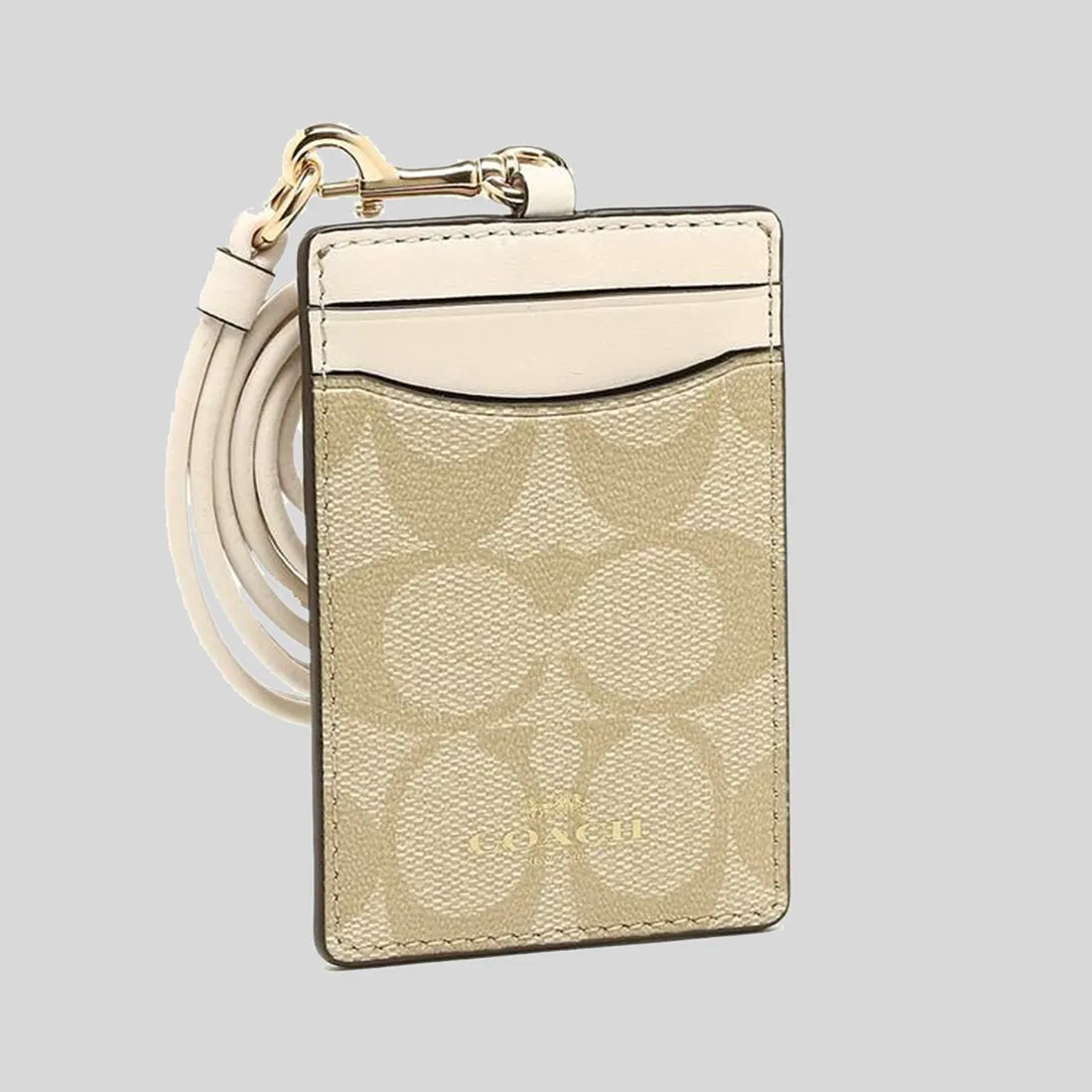 Coach Bags COACH ID Lanyard In Signature Canvas Light Khaki/Chalk 63274