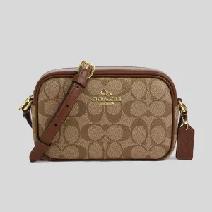 Coach Bags COACH Mini Jamie Camera Bag In Signature Canvas Khaki/Saddle CQ874