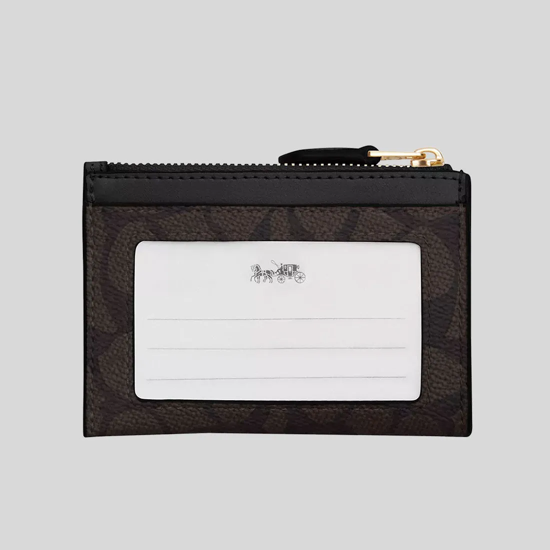 Coach Bags COACH Mini Skinny ID Case In Signature Canvas Walnut/Black CW870