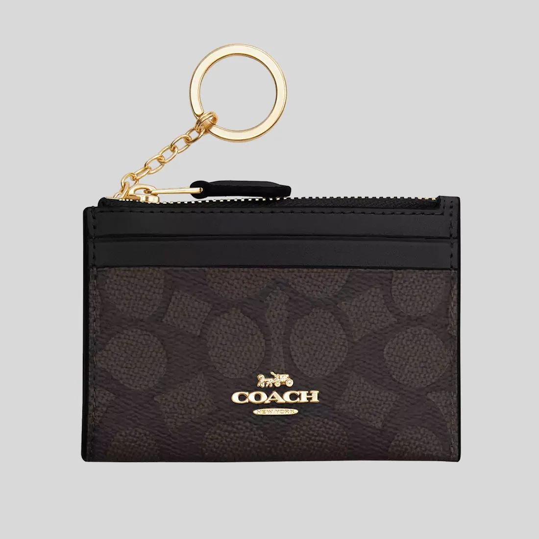 Coach Bags COACH Mini Skinny ID Case In Signature Canvas Walnut/Black CW870
