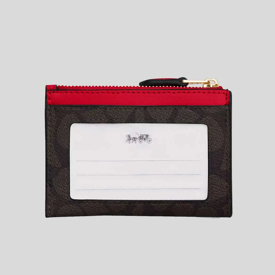 Coach Bags COACH Mini Skinny ID Case In Signature Canvas Walnut/Bold Red CW870
