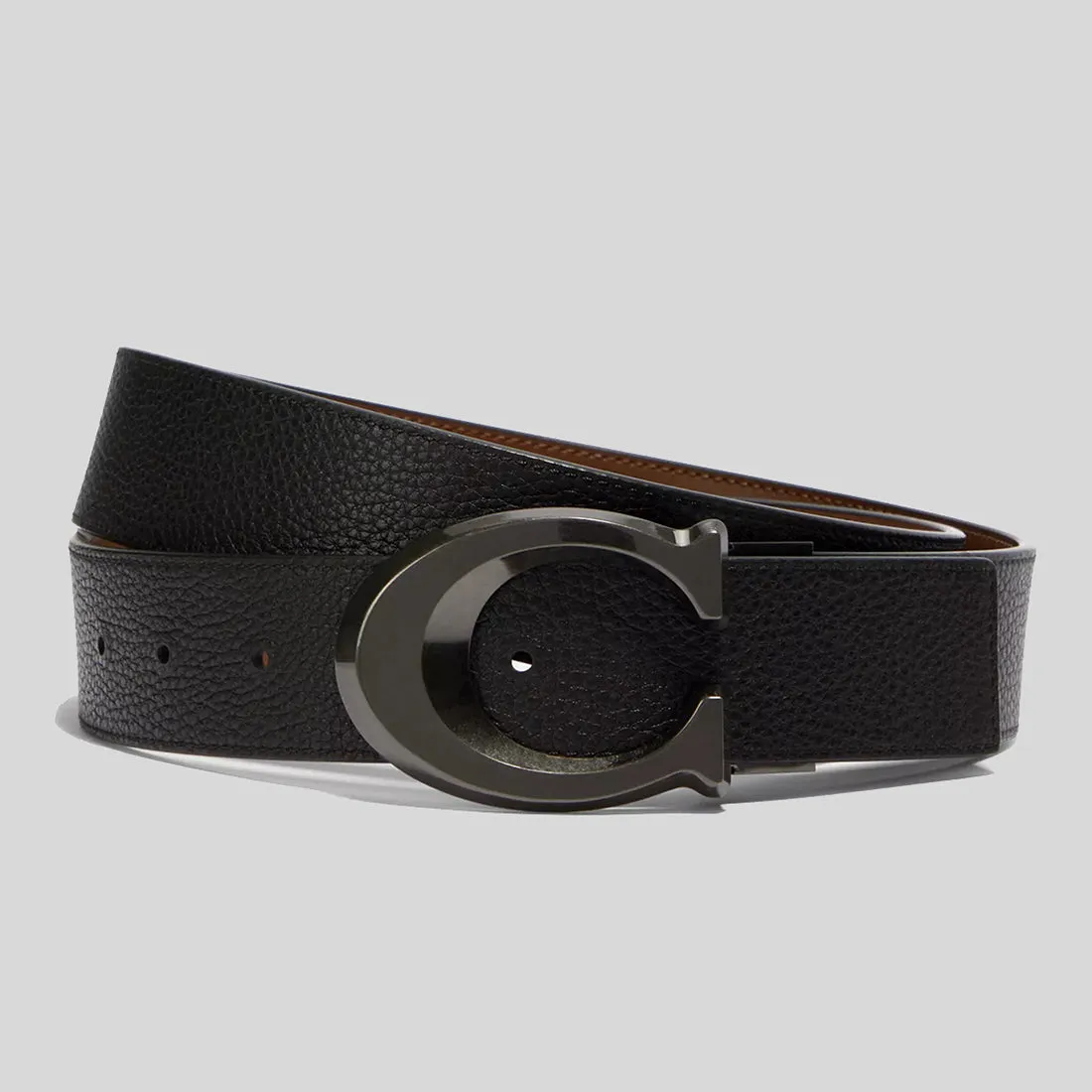 Coach Bags COACH Signature Buckle Cut To Size Reversible Belt, 38 Mm Black/Dark Saddle CQ013