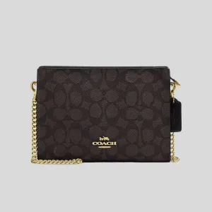 Coach Bags COACH Slim Crossbody Bag In Signature Canvas Walnut/Black CW204
