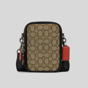 Coach Bags COACH Stanton Crossbody In Signature Jacquard Khaki/Black Multi CH097
