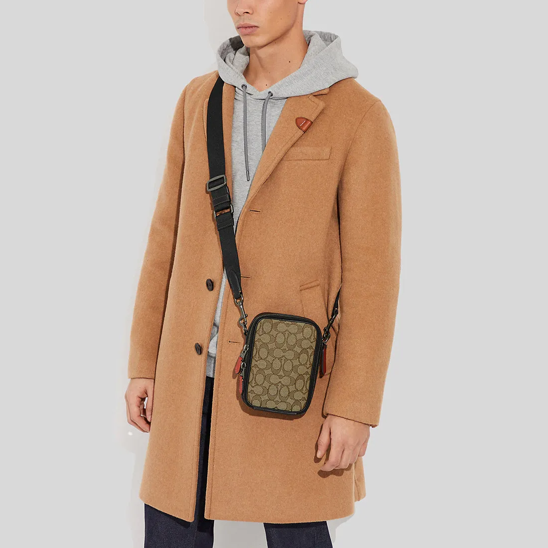 Coach Bags COACH Stanton Crossbody In Signature Jacquard Khaki/Black Multi CH097