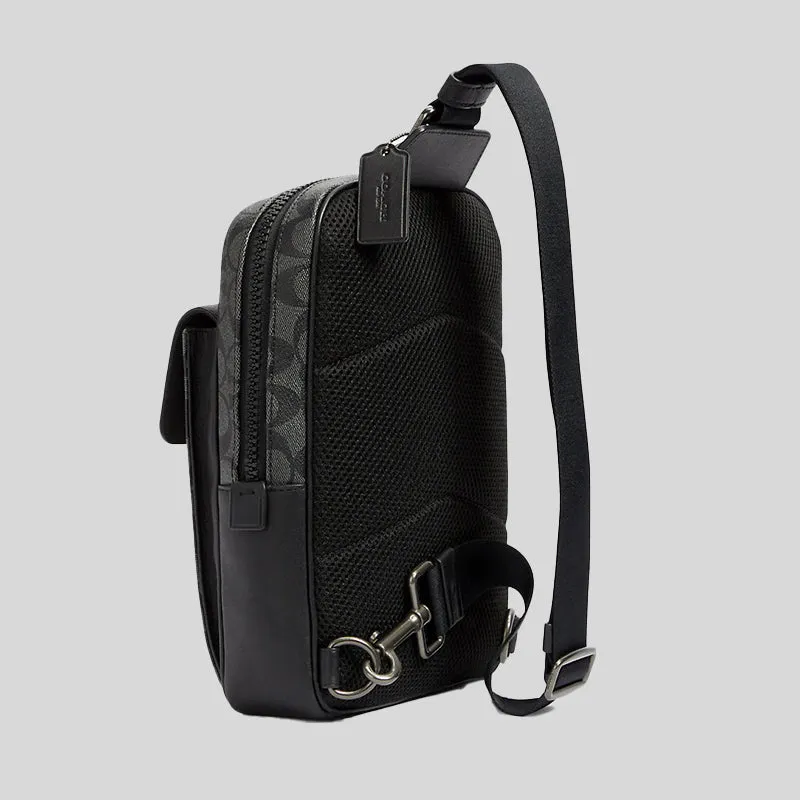 Coach Bags Coach Track Pack In Signature Canvas Black C2711