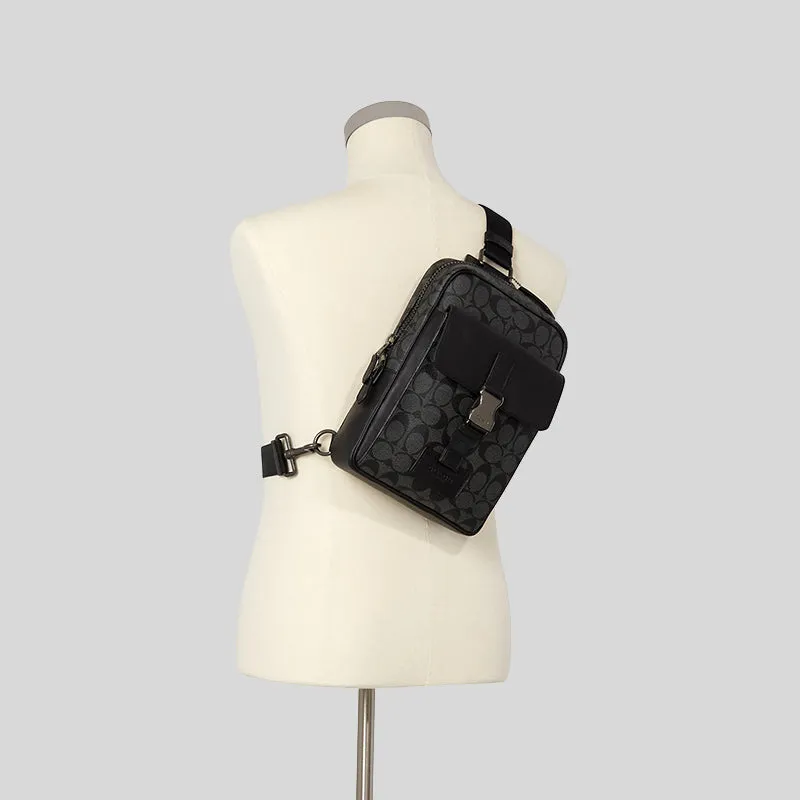 Coach Bags Coach Track Pack In Signature Canvas Black C2711