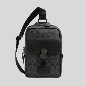 Coach Bags Coach Track Pack In Signature Canvas Black C2711
