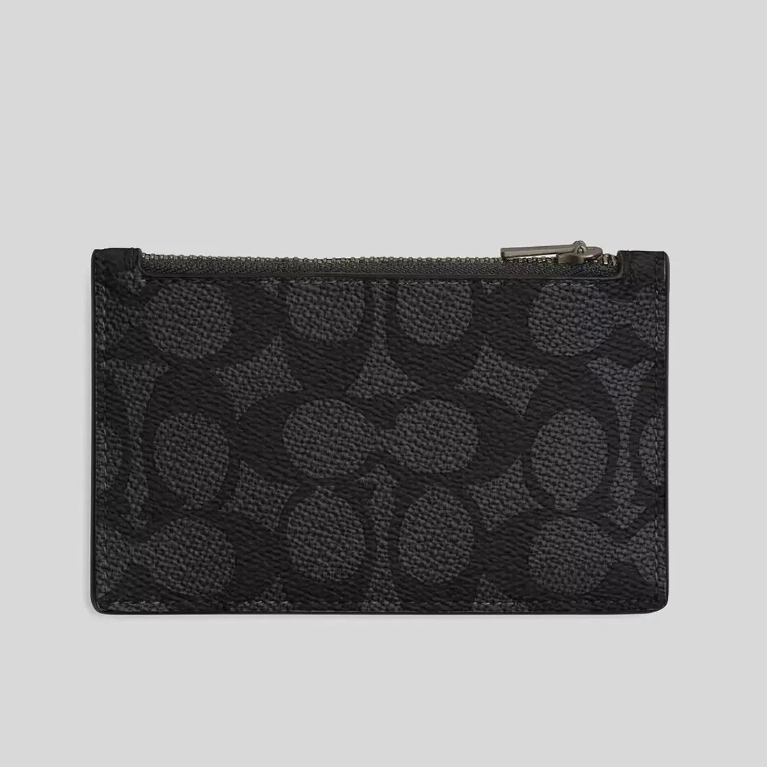 Coach Bags COACH Zip Card Case In Signature Canvas Charcoal/Black CV764