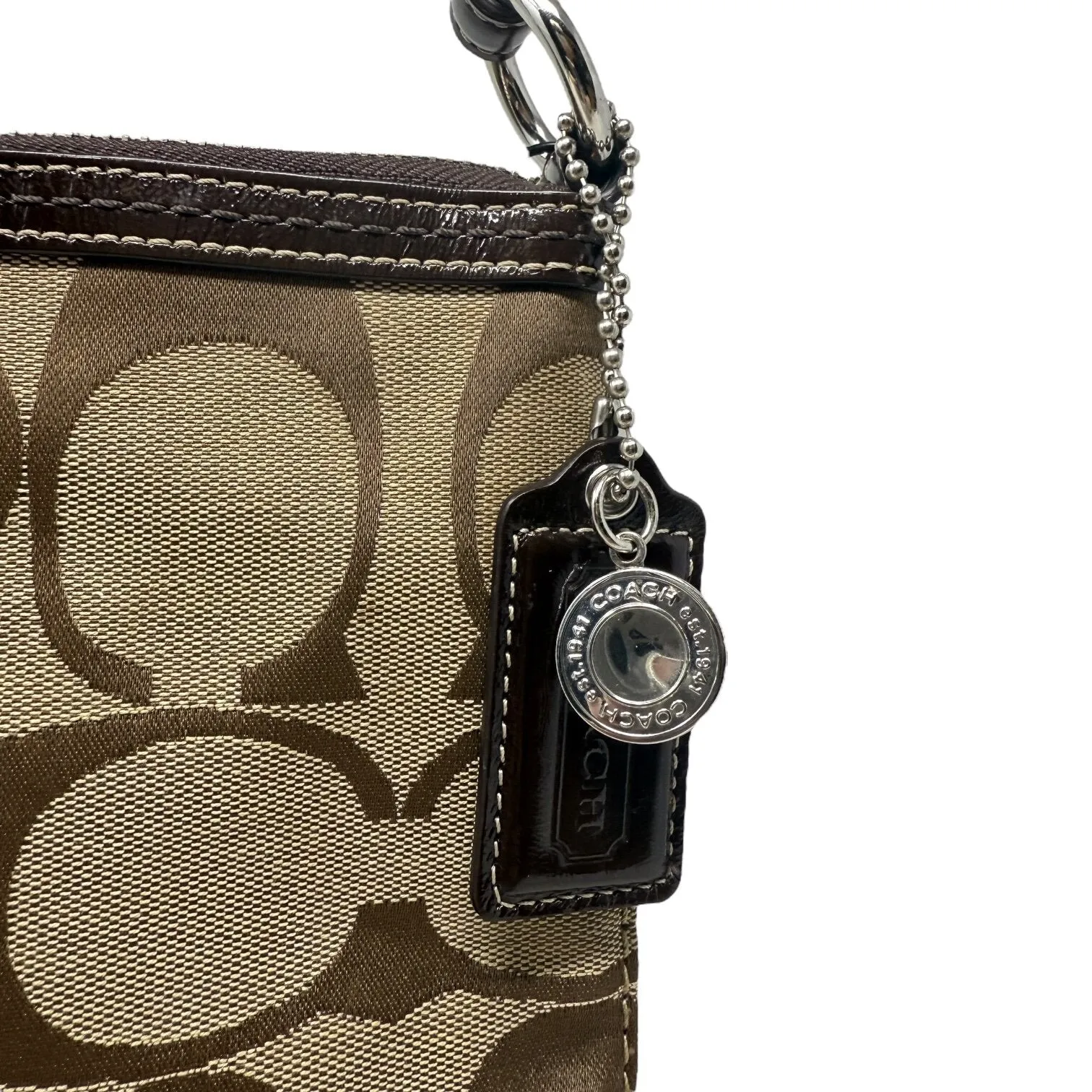 Coach Bags Signature Monogram Canvas Shoulder Bag Designer By Coach  Size: Medium