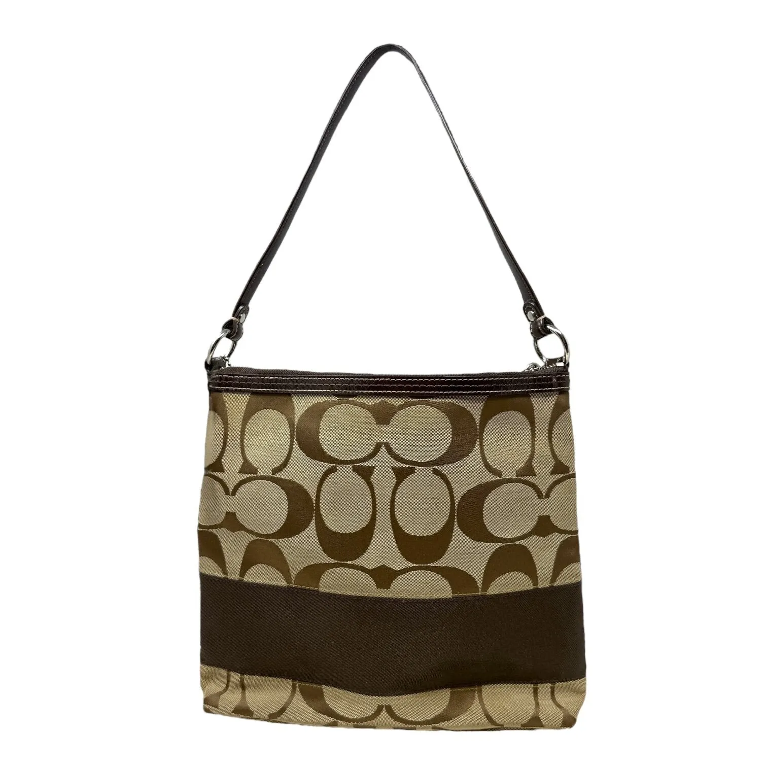 Coach Bags Signature Monogram Canvas Shoulder Bag Designer By Coach  Size: Medium