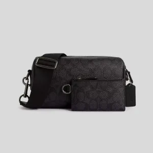 Coach Crossbody Bag COACH Axel Crossbody In Signature Canvas Charcoal Print Varies CV762
