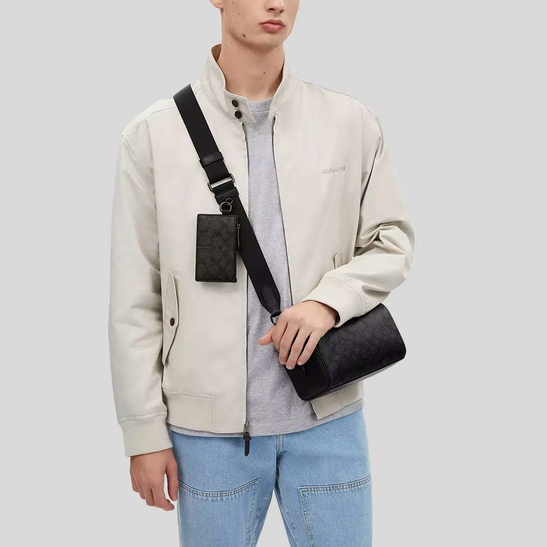 Coach Crossbody Bag COACH Axel Crossbody In Signature Canvas Charcoal Print Varies CV762