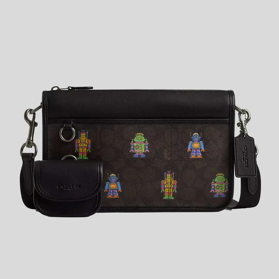 Coach Crossbody Bag COACH Cosmic Coach Heritage Convertible Crossbody In Signature Canvas With Robot Print Walnut Multi CW341