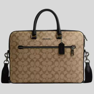Coach Crossbody Bag COACH Ethan Slim Brief In Signature Canvas Khaki/Black CR270