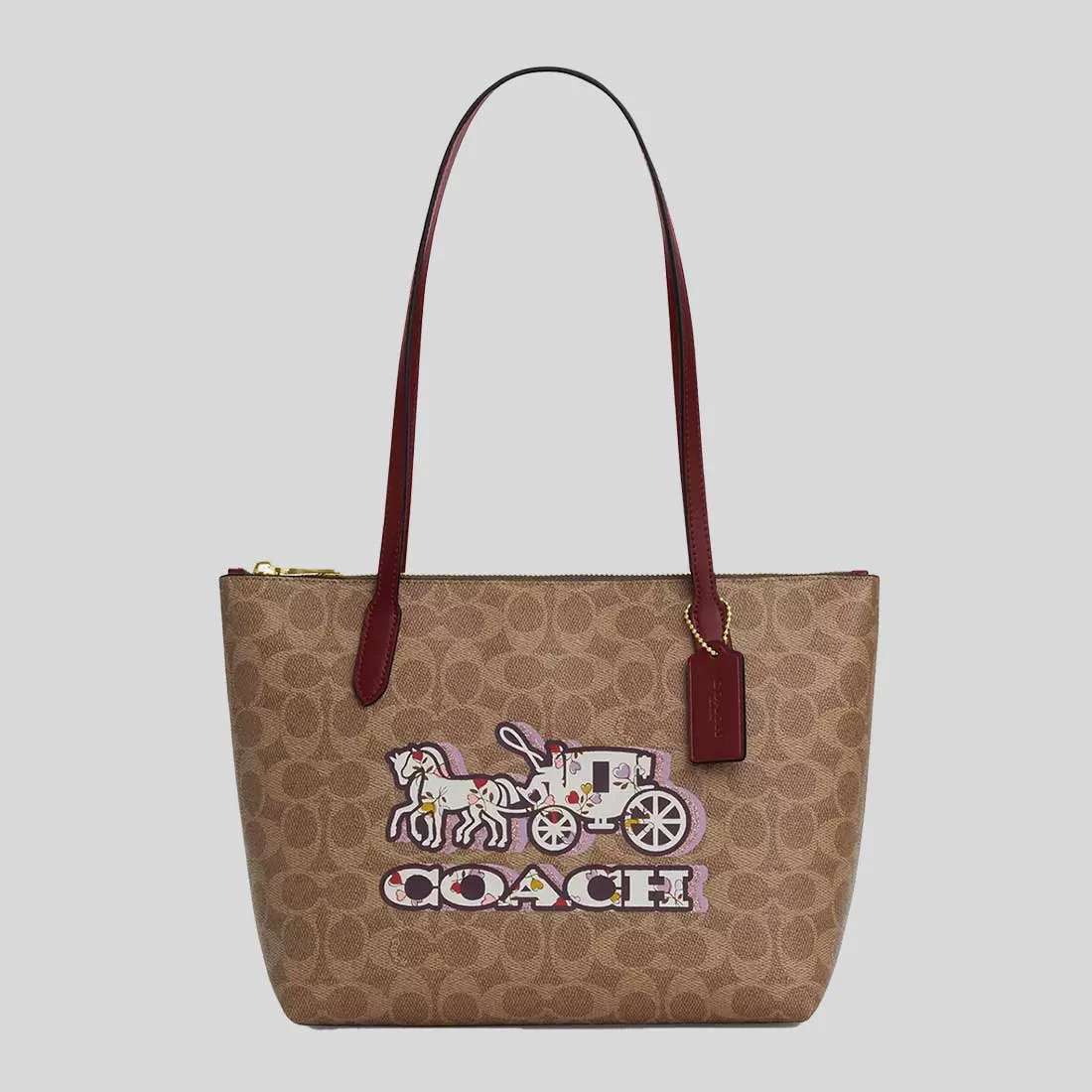 Coach Crossbody Bag COACH Fiona Zip Tote Bag In Signature Canvas With Horse And Carriage Print CX587