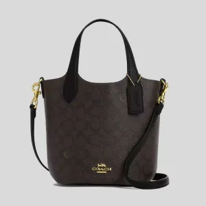Coach Crossbody Bag COACH Hanna Bucket Bag In Signature Canvas Walnut/Black CAF16