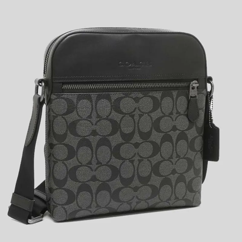 Coach Crossbody Bag COACH Houston Flight Bag In Signature Canvas 4010 Charcoal Black